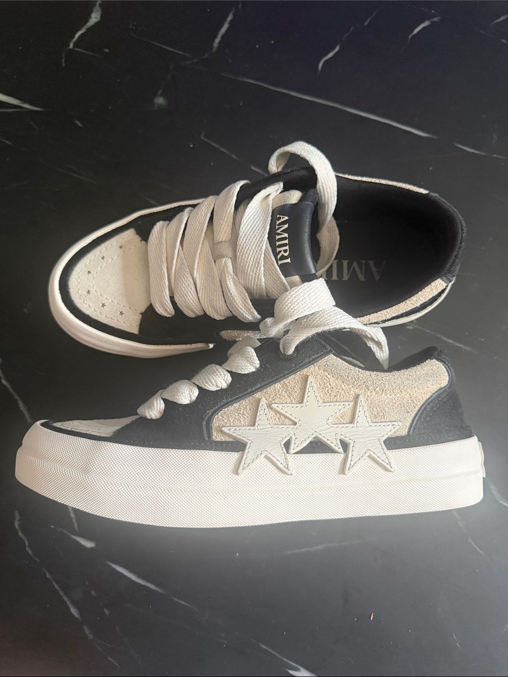 AMIRI Kids Black and Cream Low-Top Sneakers